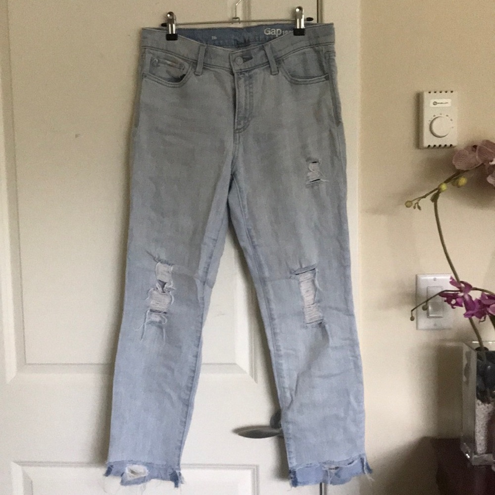 Gap light wash destroyed jeans